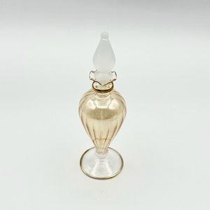 Egyptian Blown Art Glass Perfume Bottle and Dauber 7” Honey Amber